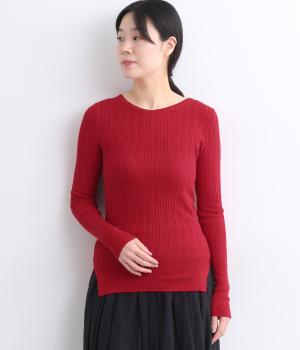 ランダムテレコ　クルーネックプルオーバー(レッド-F)