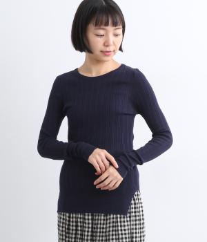 ランダムテレコ　クルーネックプルオーバー(ミッドナイトネイビー-F)