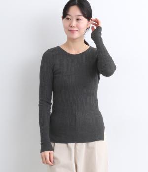 ランダムテレコ　クルーネックプルオーバー(チャコール-F)