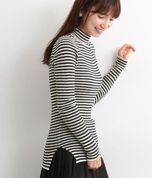 ランダムテレコモックネック(アイボリー×ミッドナイトネイビー-ONESIZE)