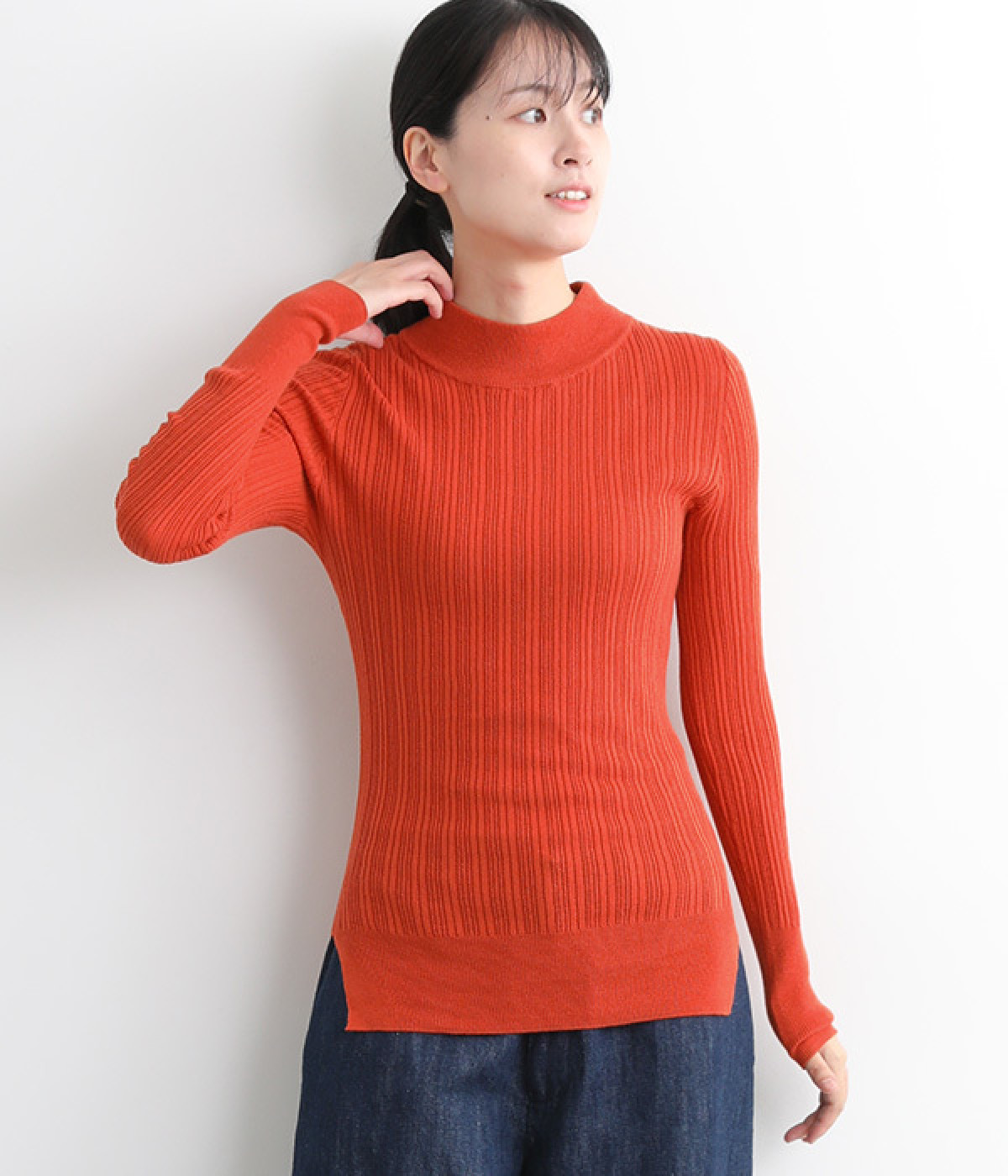 ランダムテレコモックネック(ブラッドオレンジ-ONESIZE)