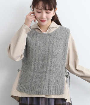 アンゴラ混ジレ(グレー-ONESIZE)