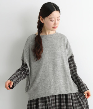 ハイゲージニット　ドロップショルダーベスト(グレー-ONESIZE)