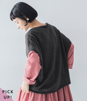 ハイゲージニット　ドロップショルダーベスト(チャコール-ONESIZE)