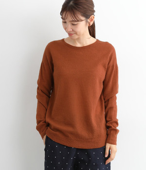 ハイゲージニット　クルーネックプルオーバー(ダークオレンジ-ONESIZE)