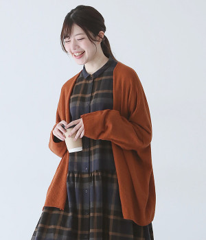 ハイゲージニット　トッパーカーディガン(ダークオレンジ-ONESIZE)