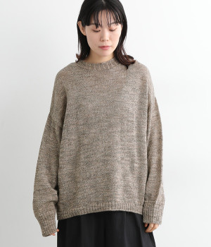 スラブニットロングTシャツ(ベージュ-ONESIZE)