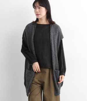 スラブニットジレ(チャコール-ONESIZE)