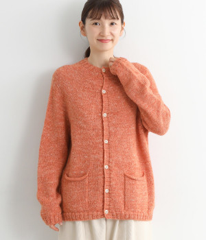 シェットリノ求心編みカーデ(オレンジ-ONESIZE)
