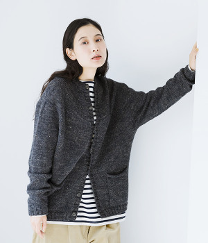 シェットリノ求心編みカーデ(ネイビー-ONESIZE)