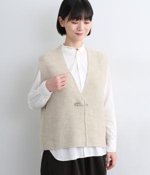 シェットリノVネック前開きベスト(ナチュラル-F)