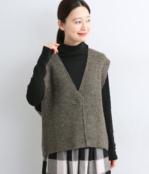 シェットリノVネック前開きベスト(カーキ-F)