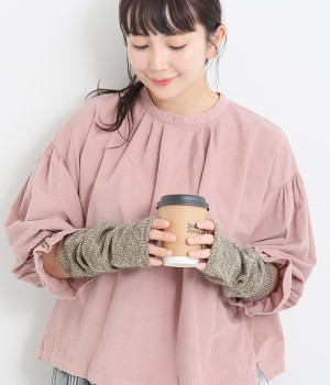 スラブニットアームウォーマー(ベージュ-ONESIZE)