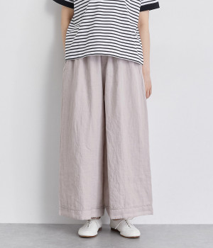 リネン　キュロットパンツ(ライラックグレー-ONESIZE)