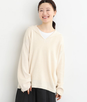 ヘンプコットンニットフードニットパーカー(ナチュラル-ONESIZE)