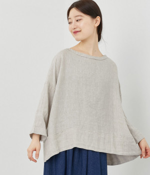 リネン襟太パイピングプルオーバー(ナチュラル-ONESIZE)