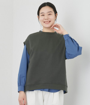 ふわふわ裏毛バックスリットベスト(チャコール-ONESIZE)