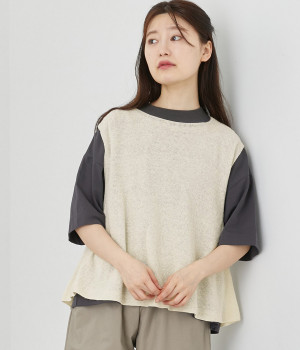 ヘンプコットン鹿の子柄フレアーベスト(ナチュラル-ONESIZE)