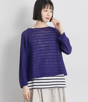 フレンチリネン100％ニットワイド2wayカーディガン