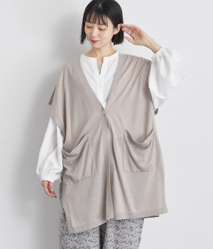 コットンリネンチュニックベスト(アイスグレー-ONESIZE)