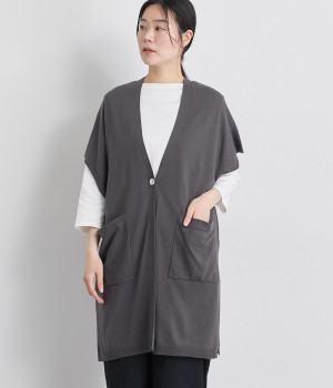 コットンリネンチュニックベスト(スミ-ONESIZE)