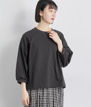 天竺袖布帛切替クルーネックプルオーバー(スミ-ONESIZE)