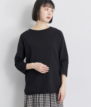 天竺七分袖Tシャツ(ブラック-ONESIZE)