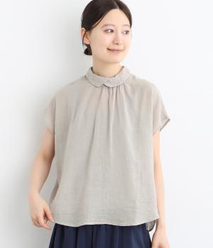 コットンリネンガーゼ重なり襟ブラウス(ナチュラル-ONESIZE)