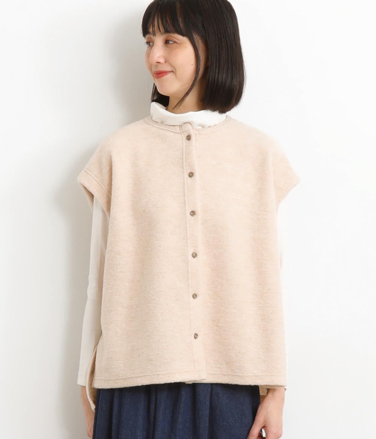 クルーネックワイドベスト(ベージュ-F)