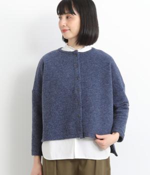 クルーネックスクエアカーディガン(杢ネイビー-F)