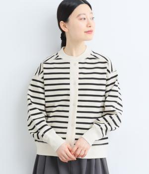 リブ使いカーディガン(NT×ブラック-F)