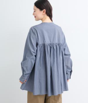 ワッシャーブロードバックギャザーチュニックブラウス