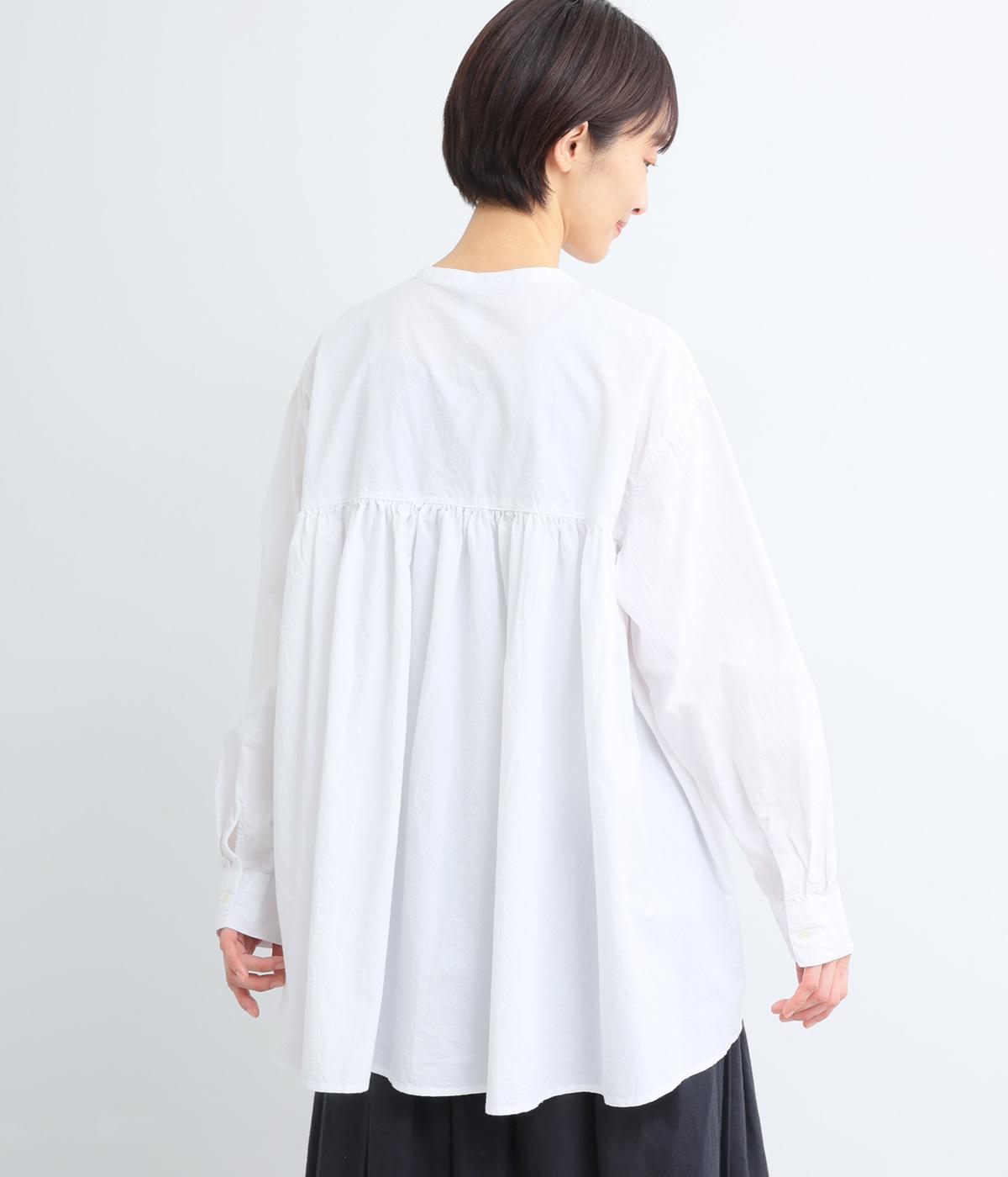 ワッシャーブロードバックギャザーチュニックブラウス(オフホワイト-F)