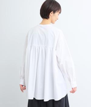 ワッシャーブロードバックギャザーチュニックブラウス(オフホワイト-F)