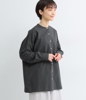 ワッシャーブロードバックギャザーチュニックブラウス(ブラック-F)