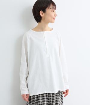 ラフィーコーマ天竺ヘンリーネックラグランTシャツ(オフホワイト-F)