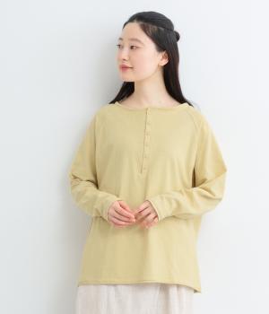 ラフィーコーマ天竺ヘンリーネックラグランTシャツ(ペールイエロー-F)