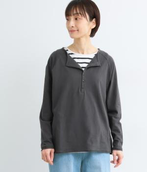 ラフィーコーマ天竺ヘンリーネックラグランTシャツ(スミ-F)