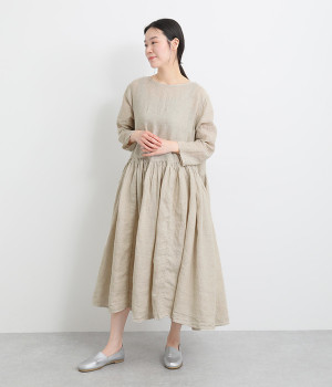リネンボイル2wayギャザーワンピース(ナチュラル-ONESIZE)