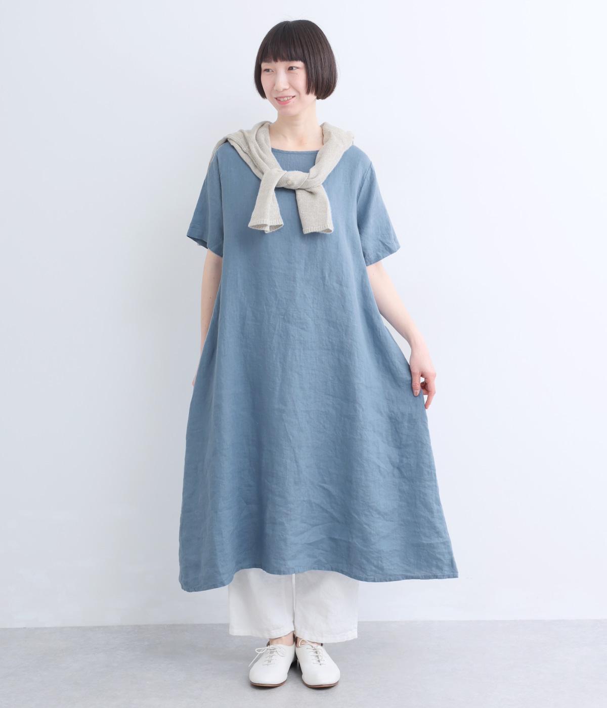 リネンシンプルワンピース半袖