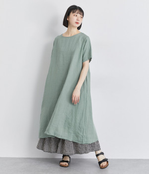 リネンシンプルワンピース半袖