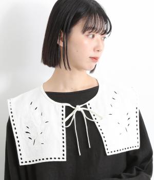 オックスヴィンテージウォッシュエンブロイダリーつけ襟