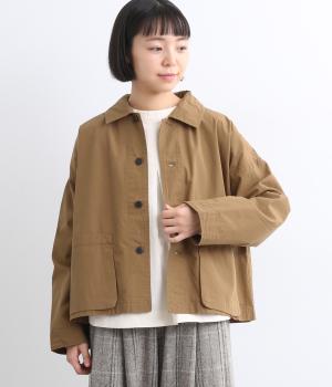 ハイカウントクロスグランジウォッシュマチポケットショートジャケット(キャメルベージュ-F)