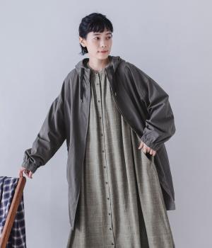 ハイカウントクロスグランジウォッシュフロントファスナーフードコート(スミ-F)