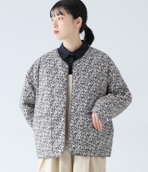 ブロードクロスソフト仕上げリバーシブルキルトジャケット(モノトーンプリント-F)