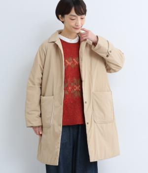 中綿キルティング　ステンカラーコート(ベージュ-F)