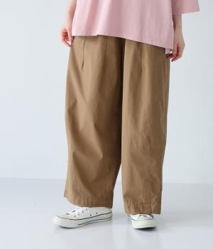 ハイカウントクロスグランジウォッシュワイドパンツ(キャメルベージュ-ONESIZE)