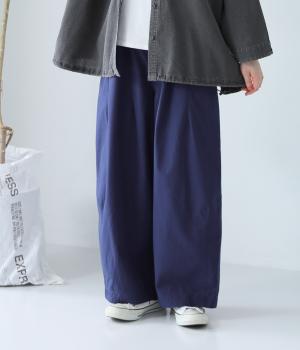 ハイカウントクロスグランジウォッシュワイドパンツ(ダスクブルー-ONESIZE)