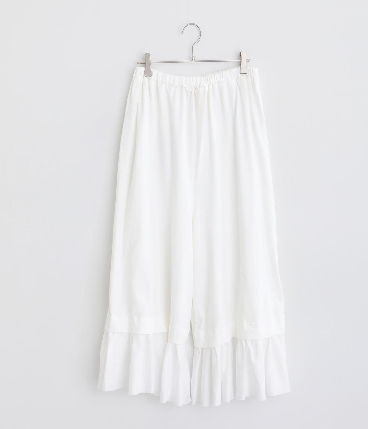 コットン100%製品染裁ち切りフリルイージーパンツ(オフホワイト-ONESIZE)