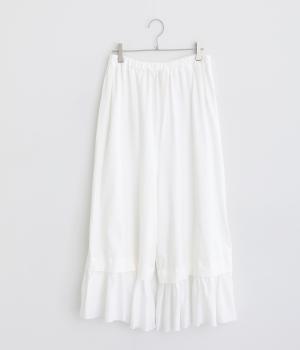 コットン100%製品染裁ち切りフリルイージーパンツ(オフホワイト-ONESIZE)